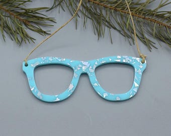 Blue Glitter Glasses ornament: Optometry, Optometrist, Optician, eye doctor gift