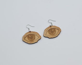 Wood eye earrings, eye, eye jewelry, optometrist, optometry gift, Optometry earrings, Eye doctor, Hand made, Eye earrings, Eyes, Eye Power