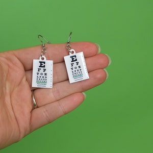 Eye Chart Earrings, Snellen Eye Chart Jewelry, Optometry earrings, optometry jewelry, Optometrist gift, Eye doctor, Eye chart, Eye Power