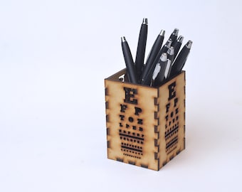 Portalápices de madera para tabla optométrica de Snellen, portalápices de optometría, regalo de optometría, optometrista, regalo de oftalmólogo, tabla optométrica, portalápices de optometría, Eye Power