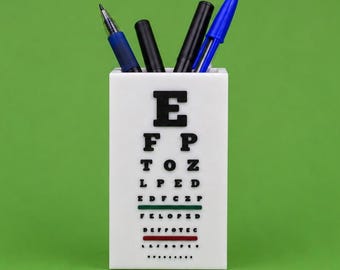 3D PRINTED Snellen Eye Chart Pen Holder: optometry decor, Eye doctor gift