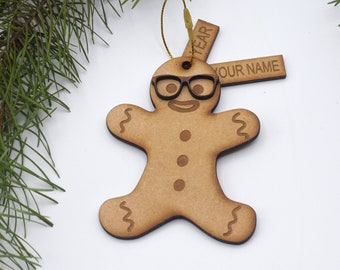 Wood Glasses Gingerbread man Christmas ornament Eye glasses Ornament Kids glasses optometry Christmas ornament Optometrist Glasses ornament