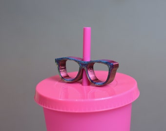 Rainbow Glasses Straw Topper: Optometry Gift, 3D Printed