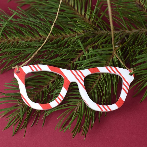 Stripe Glasses ornament, Glasses Christmas ornament, optometry Christmas ornament, Optometry gift, Optometrist, Optician, eye
