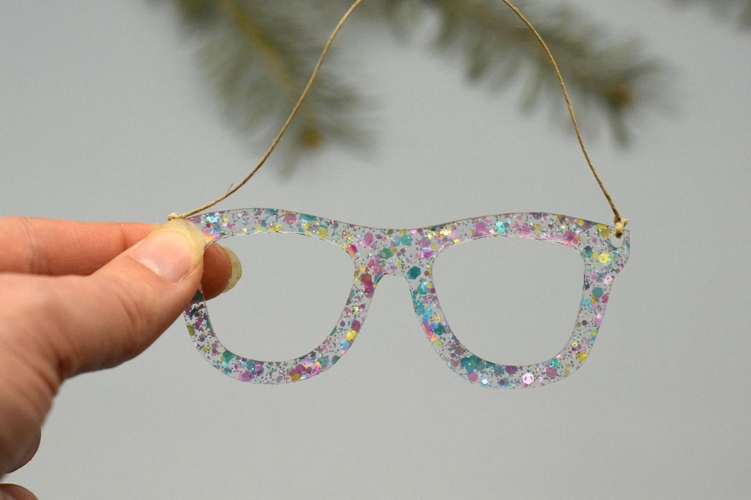 Galaxy Glitter Snowflake Glasses Ornament Glasses Christmas Ornament ...