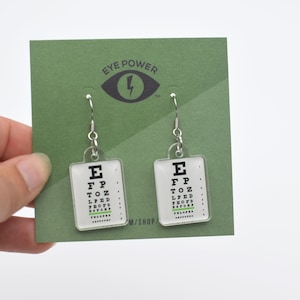 Neue Ohrringe Sehtafel, Snellen Sehtafel Schmuck, Optometrie Ohrringe, Optometrie Schmuck, Optiker Geschenk, Augenärztin, Sehtafel, Eye Power