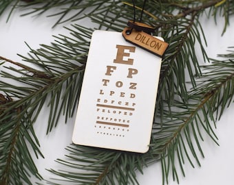 Wood Eye Chart Christmas ornament optometry Christmas ornament Optometry gift Optometrist Snellen eye chart Eye Doctor Eye Power Snellen