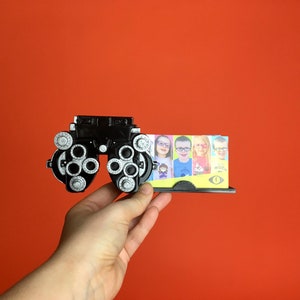 Porta tarjetas de visita de foróptero, decoración de optometría, regalo de optometría, optometrista, regalo de oftalmólogo, hecho a mano