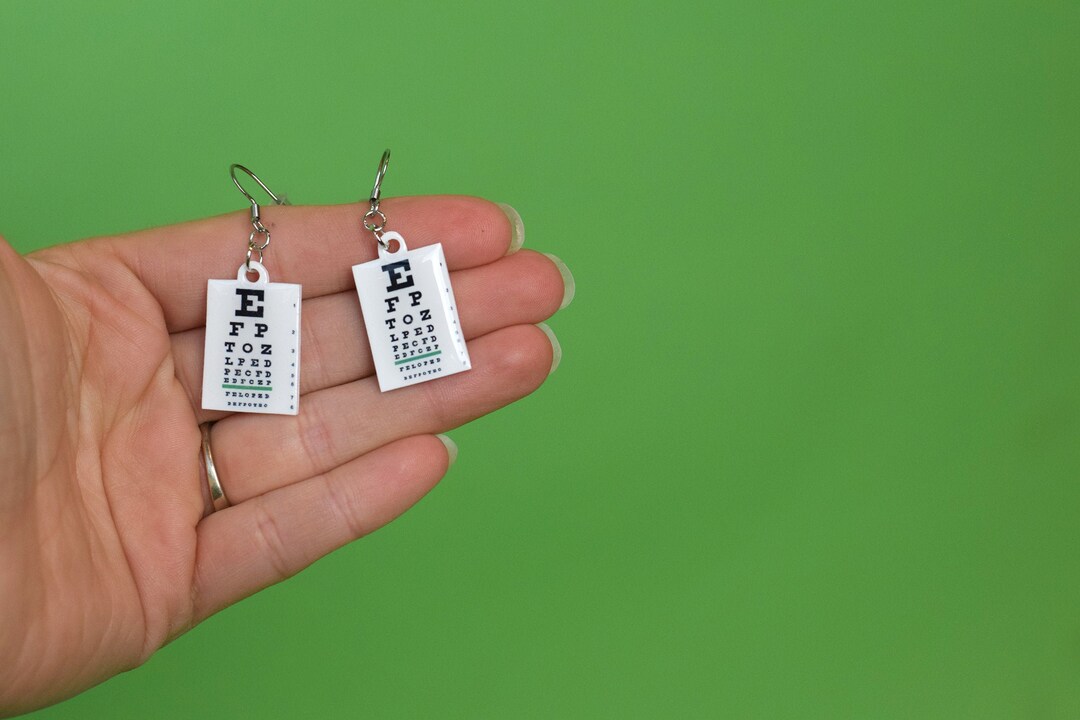 Eye Chart Earrings, Snellen Eye Chart Jewelry, Optometry Earrings