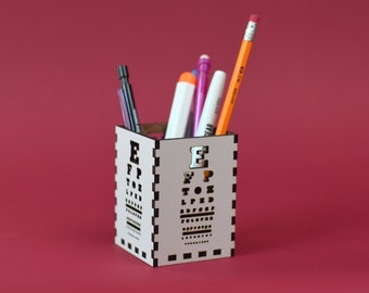 Holz Snellen Eye Chart Stifthalter, Optometrie Geschenk