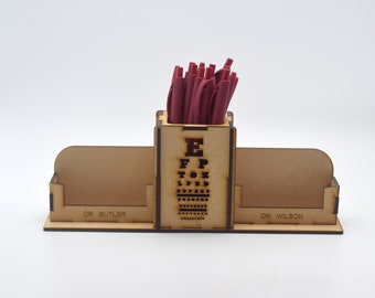 Houten Oogkaart Visitekaartje dubbele houder Optometriekaarthouder oogkaartkaarthouder Optometrie cadeau Optometrist Oogarts cadeau Snellen