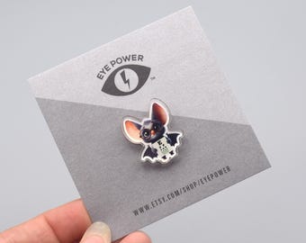 Broche de murciélago con tabla optométrica, regalo de optometría, regalo de optometrista, doctor de ojos, doctor de ojos, tabla optométrica de Snellen, broche de joyería, broche de optometría