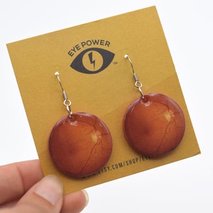 Nuovi orecchini retin eye, gioielli Retina, orecchini optometrici, optometrista, regalo optometrico, regalo oculista, fatto a mano, orecchini per gli occhi, Eye Power