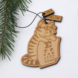 Holz Katze Eye Chart Ornament Weihnachten Ornament Optometrie Weihnachten Ornament Optometrie Geschenk Optometrist Snellen Sehtafel Auge Doktor Eye Power Geschenk