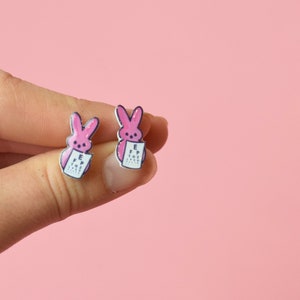Pendientes de tabla optométrica con conejito de Pascua, regalo para optometristas