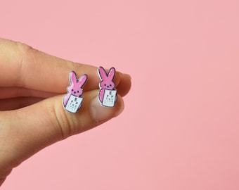 Pendientes de tabla optométrica con conejito de Pascua, regalo para optometristas