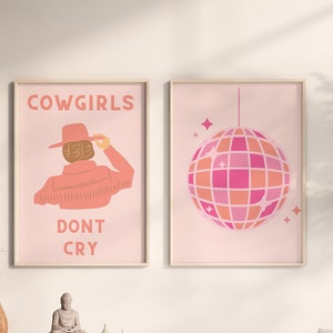 Retro Wall Art, Digital Download, Set of 3 Prints, Trendy Wall Decor, Printable Wall Art, Cowgirl prints, Gallery Wall, Bachelorette decor image 2