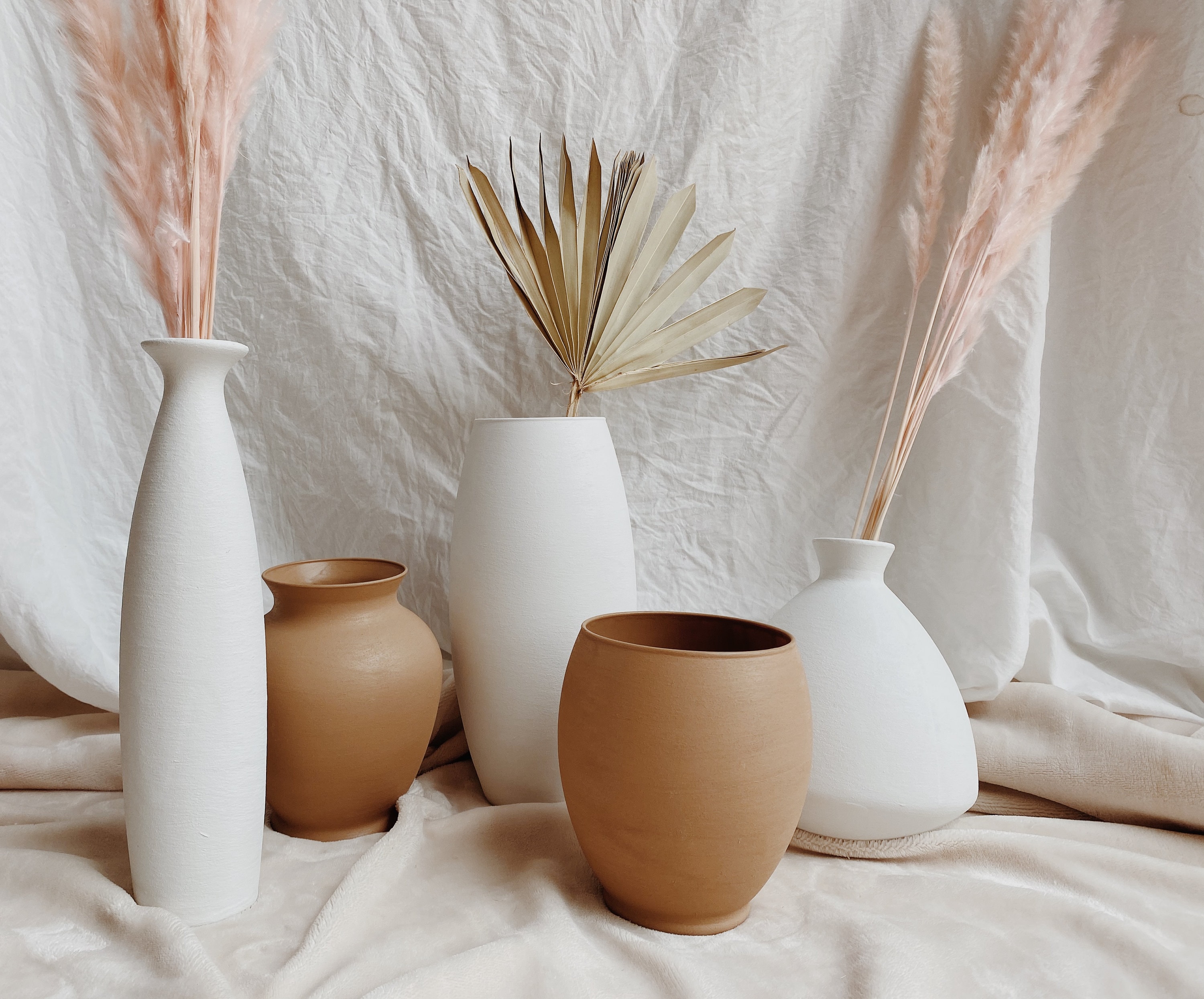 Vases Home & Living Hand Painted Matte Boho Vase Large Bouquet Vase Terra Cotta Textured Style