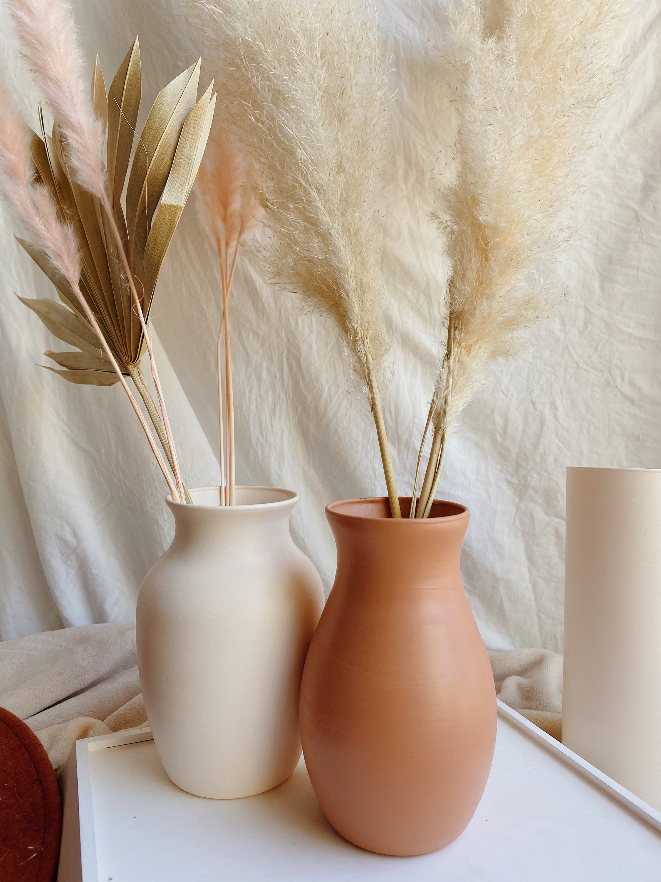 Matte Boho Vase Terra Cotta Style Large Bouquet Vase Etsy