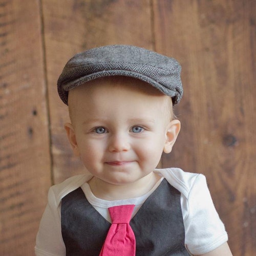 Newsboy Cap Baby Boy Brown Flat Hat Page Boy Linen Hat Etsy