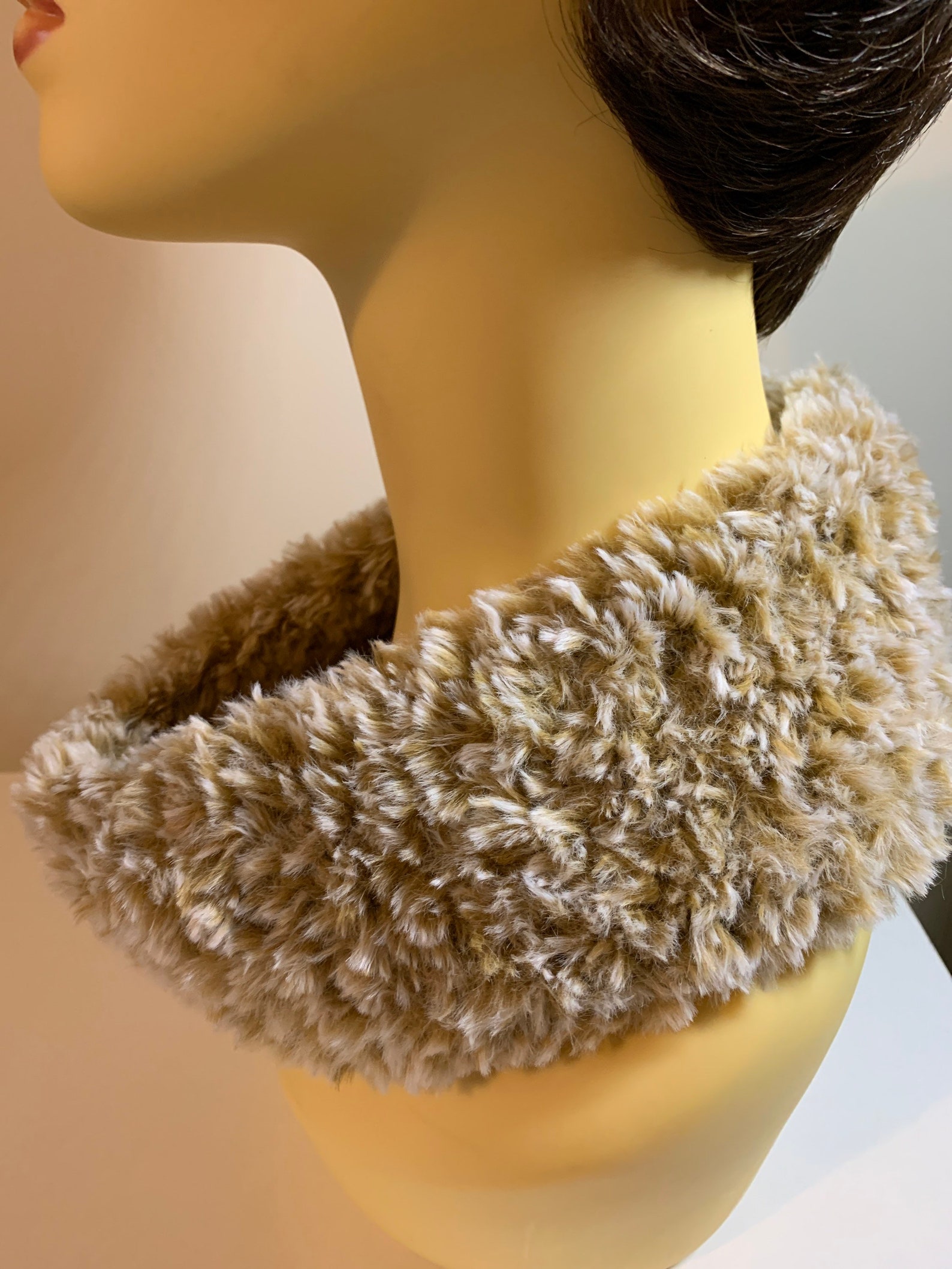 Crocheted faux fur yarn headband / cowl Etsy