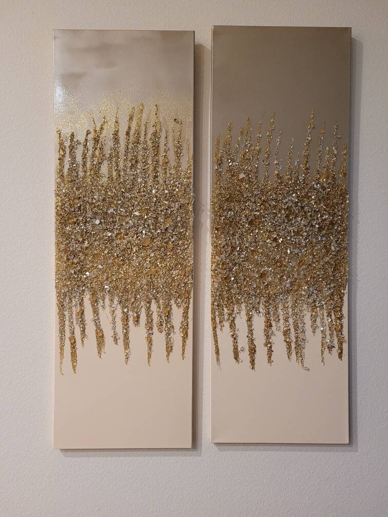 12 X 36 Wall Art Glam Home Decor Paintings - Silver Glitter Home Decor 12 X 36 Wall Art Glam Home Decor Paintings - Silver Glitter Home Decor