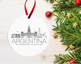 Argentina Christmas Ornament | Custom Argentinian Christmas Ornament | Personalized Travel Ornament | Vacation Ornament | Minimal