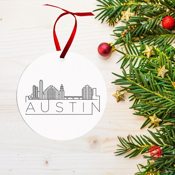 Austin, Texas Christmas Ornament | Custom Texan Christmas Ornament | Personalized Travel Ornament | Vacation Ornament | Minimal