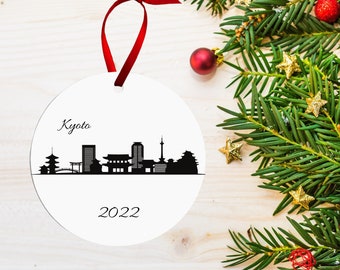 Kyoto, Japan Christmas Ornament | Japan Custom Christmas Tree Ornament | Kyoto Personalized Ornament | Minimal Japanese City Ornament