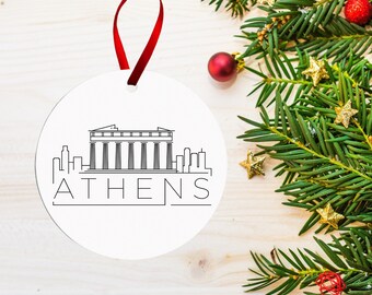 Athens, Greece Christmas Ornament | Custom Greek Christmas Ornament | Personalized Travel Ornament | Vacation Ornament | Minimal