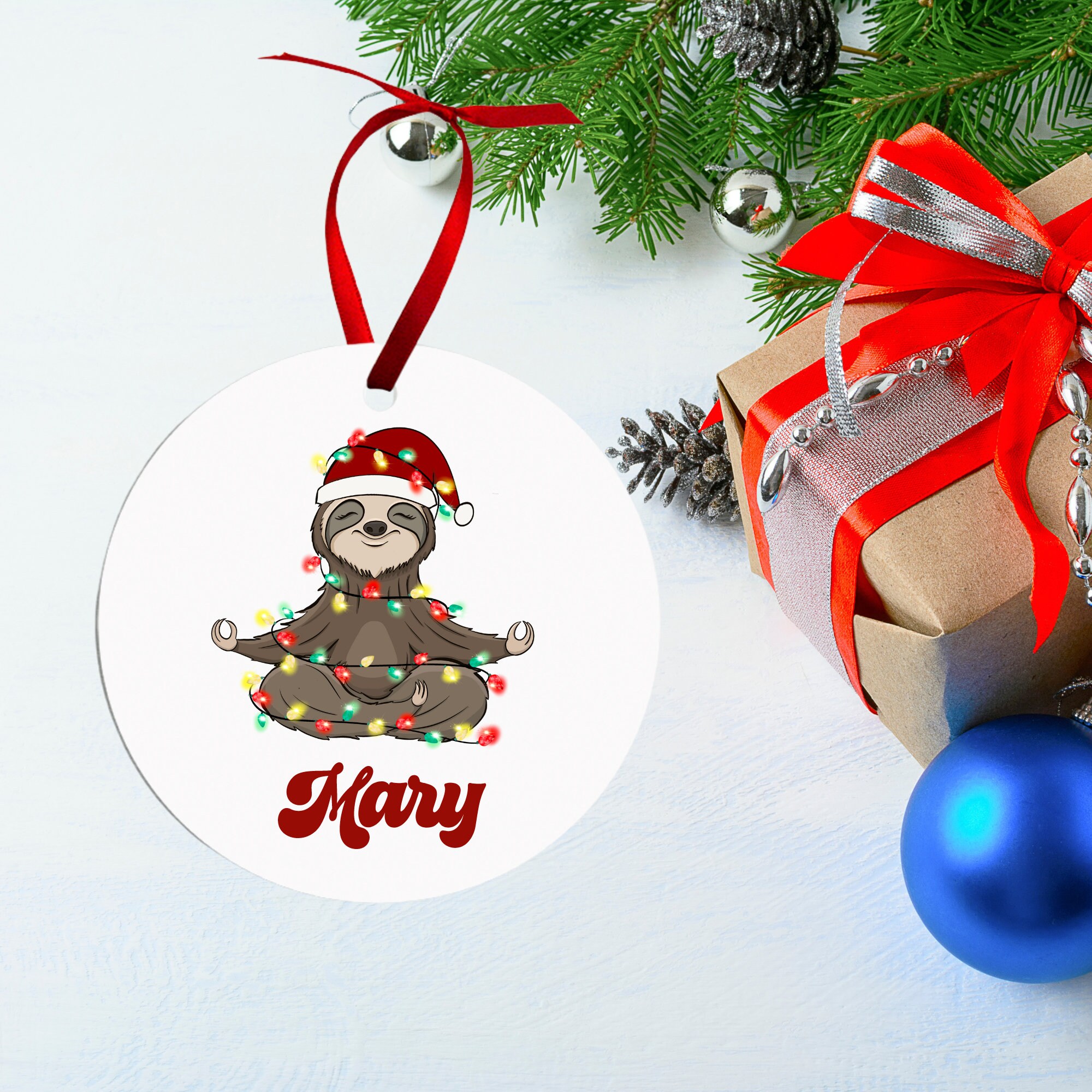 Sloth Christmas Ornament