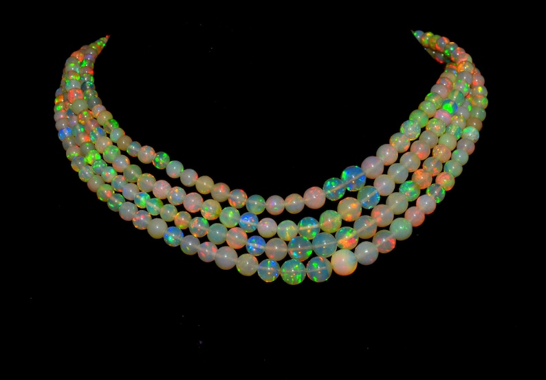 Natural Ethiopian Welo Fire Opal Beads Necklace With 925 Silver Lock Rondell Shape Opal Beads Smooth Rondell Strands