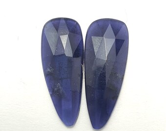 Natural Blue Iolite Pair, Faceted Loose Gemstones, Matching Stones for Earrings, Handmade Jewelry Supply