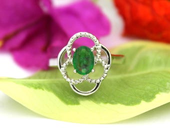 Emerald ring, 925 Sterling Silver Ring, Natural Emerald Statement Ring, Anniversary Gift