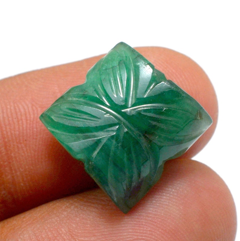 Carved Stone, Hand Made Carving Good Quality 13.40 Carat Natural Emerald