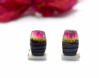 Natural Multi Tourmaline  Carving Pair, Gemstone for Jewelry Making