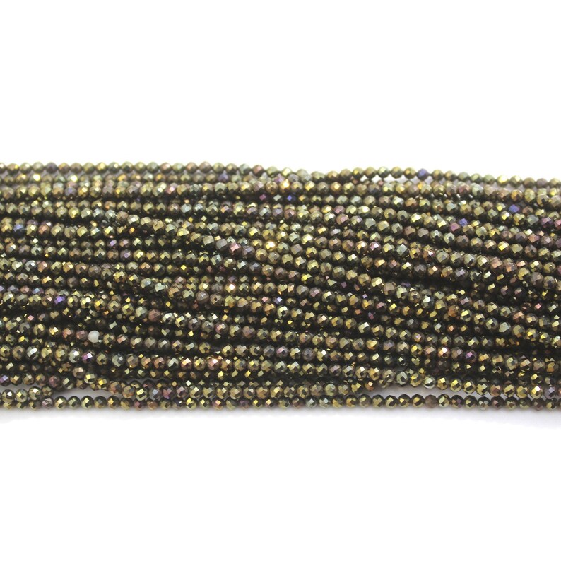 Natural Black Spinel Faceted Beads For Jewelry Use 2 mm Golden Coted Faceted Beads 2mm Top Quality