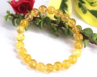 Natural Handmade Citrine  Bracelet,  Elastic Bracelet, Mystic Gemstone Jewelry, Gift For Him Her