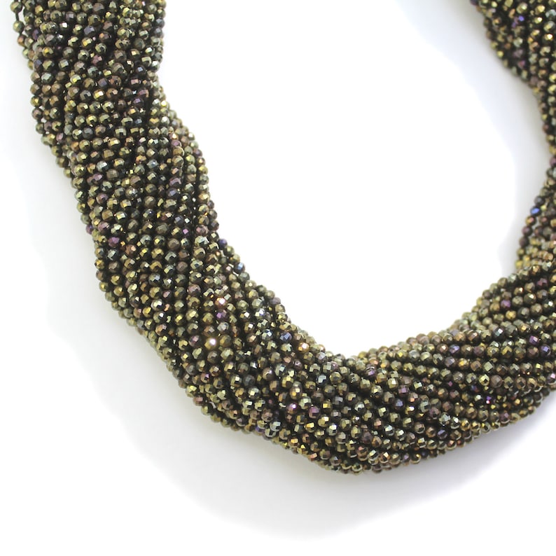 Natural Black Spinel Faceted Beads For Jewelry Use 2 mm Golden Coted Faceted Beads 2mm Top Quality