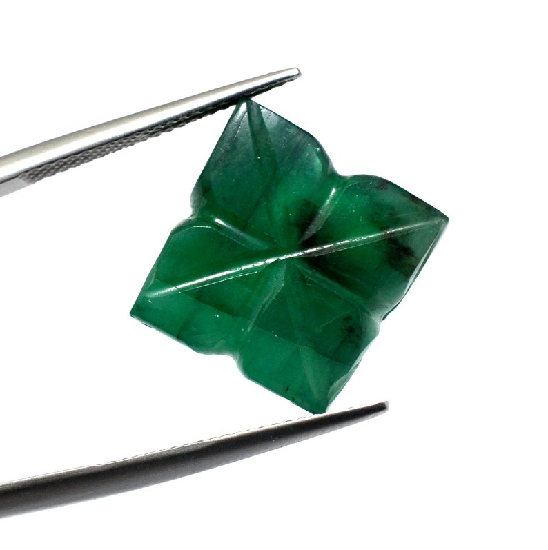 Carved Stone, Hand Made Carving Good Quality 13.40 Carat Natural Emerald