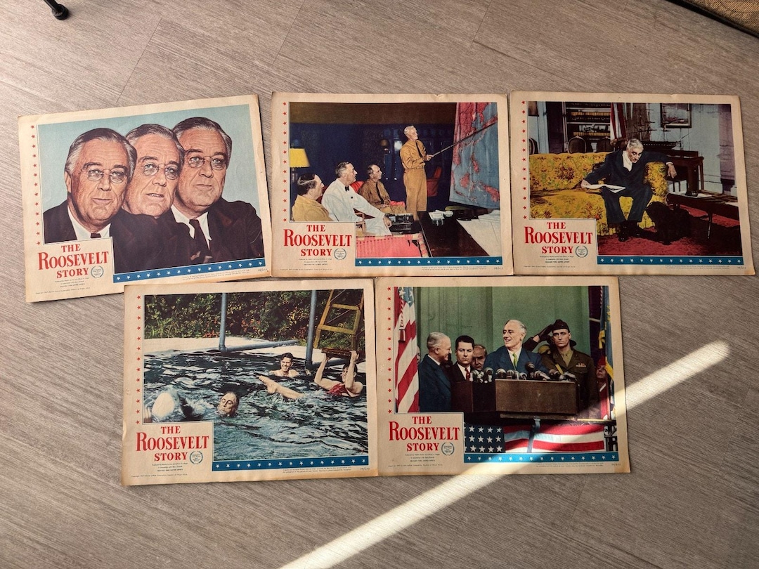 Vintage 1947 the Roosevelt Story Movie Lobby Card Set Franklin