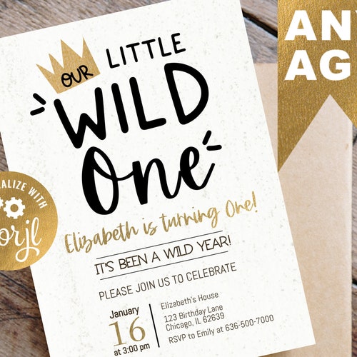 Wild & Onederful Birthday Invitation Editable Digital Wild Etsy