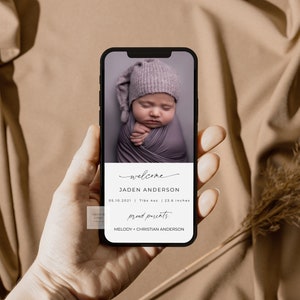 Birth Announcement Template for mobile phone, Editable New baby announcement Social Media Announcement, Editable Birth Announcement 1157