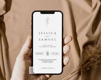 Minimalist Hochzeit Smartphone Vorlage, Digitale Hochzeitseinladung, Sofortiger Zugang Minimale Hochzeitseinladung, Smartphone Hochzeit Smartphone Vorlage, Digitales Hochzeitseinladung 1309
