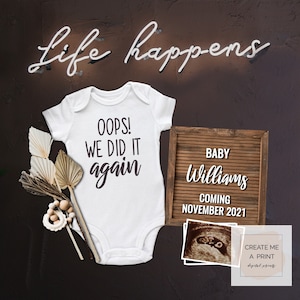 OOPS! We did it Again Editable Digital Pregnancy Announcement, Social Media Digital Baby Reveal, Surprise Pregnancy Announcement, You Edit