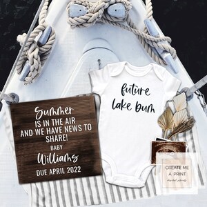 Lake Bum Digital Editable Pregnancy Announcement, Digital Pregnancy Reveal, Social Media Baby Announcement, Summer Baby Reveal, You Edit