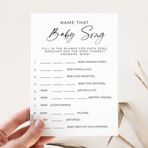 Name That Baby Song Template, Printable Baby Shower Games, Baby Shower Printable Templates, Name baby tune