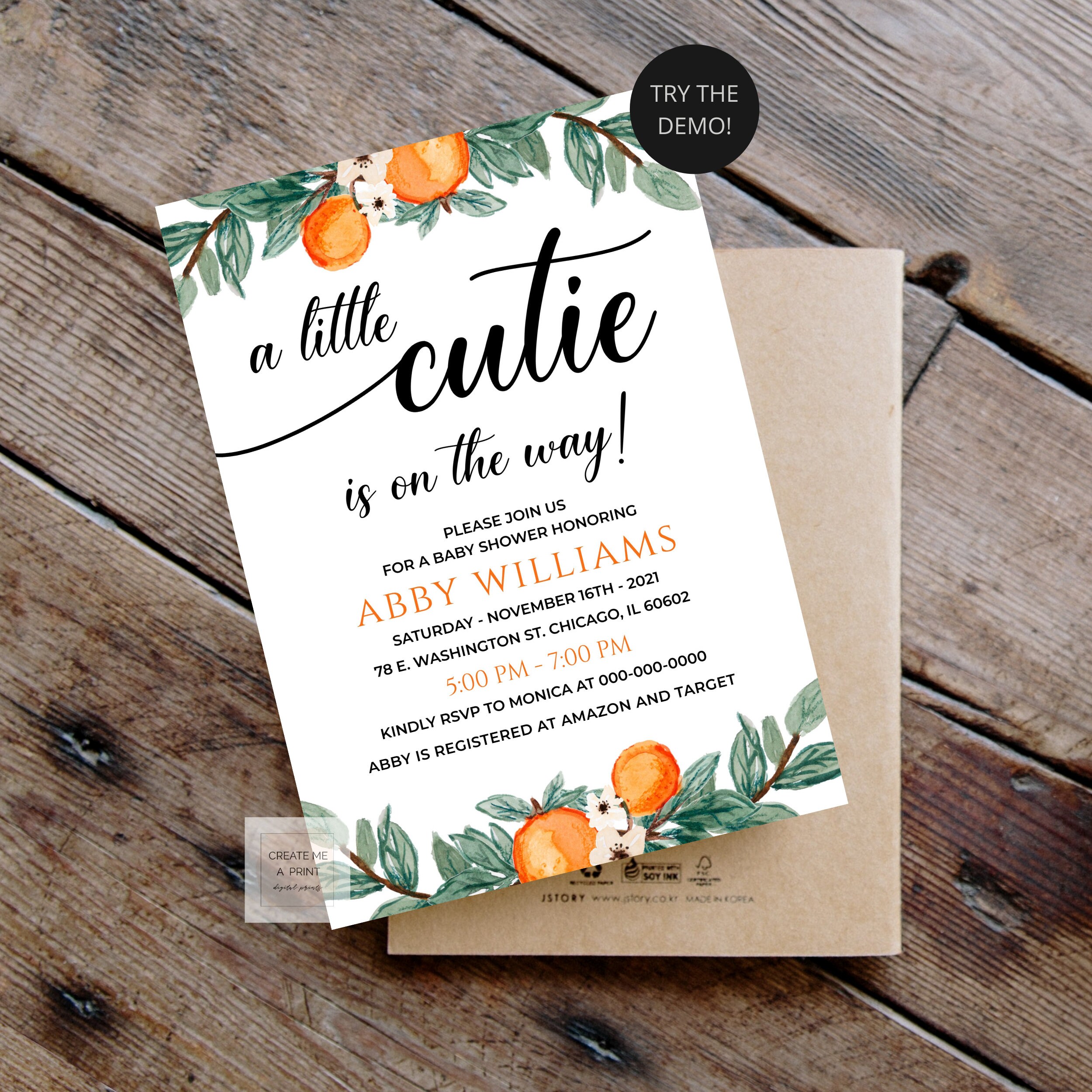 A Little Cutie Is On The Way Invitation