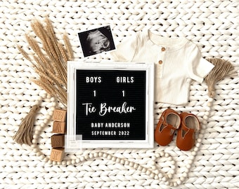 Digital Pregnancy Announcement, Pregnancy Reveal for Social Media, Gender Neutral Boho Tie Breaker Pregnancy Reveal, 1429