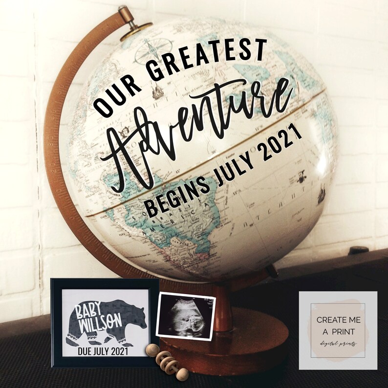 Editable Digital Greatest Adventure Pregnancy Announcement, Baby Announcement for Social Media, Travel, Adventure Pregnancy Reveal, You Edit image 1